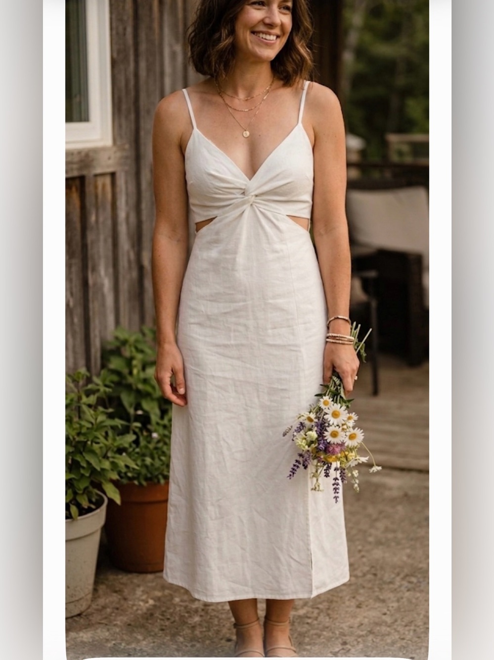 Twisted Bust Cream Dress size M